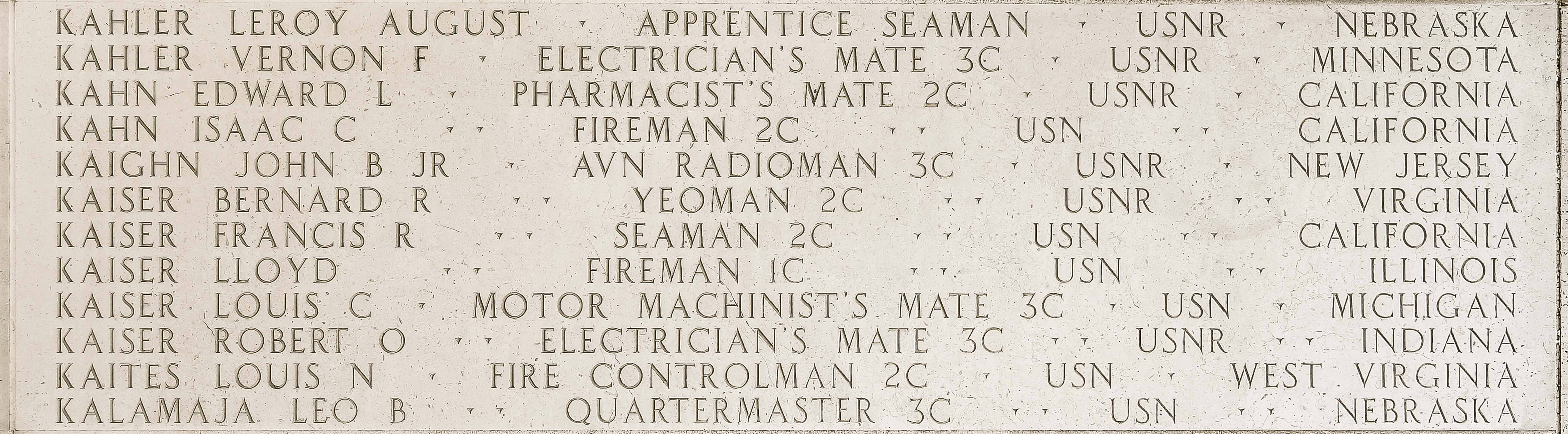 Leo B. Kalamaja, Quartermaster Third Class